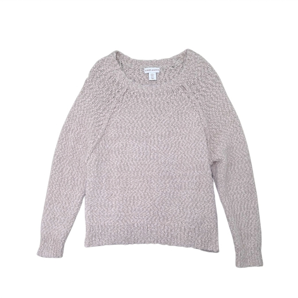 Yet Again Pale Pink Blush Chunky Knit Fuzzy Nubby Sweater Size Extra Large